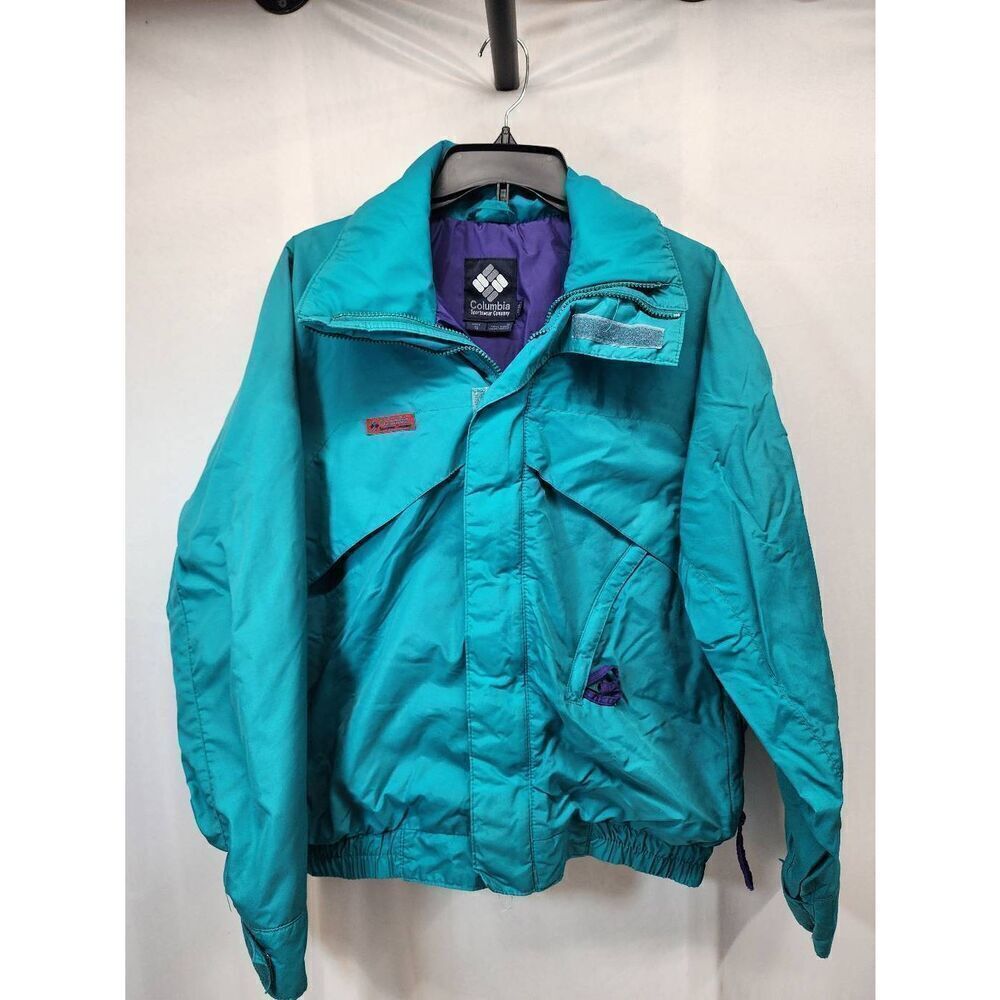 Vintage 1980s Columbia Teal Skidaddle Jacket Fleece Liner Men's S